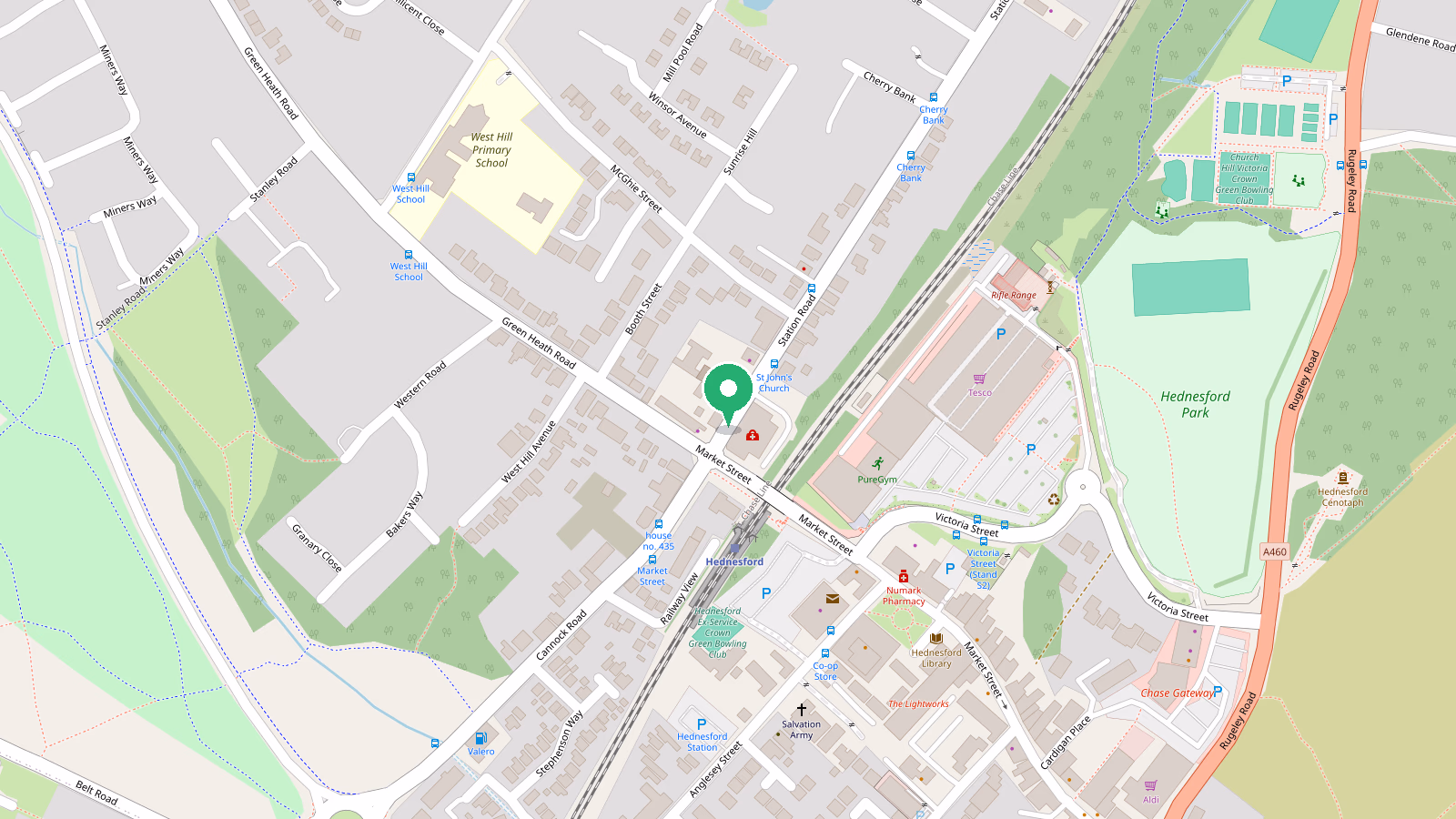 Map showing Legend Barbers at 7A Station Road, Hednesford